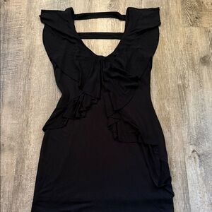 Elegant Cap Sleeve Black Ruffle Tunic Top or Dress